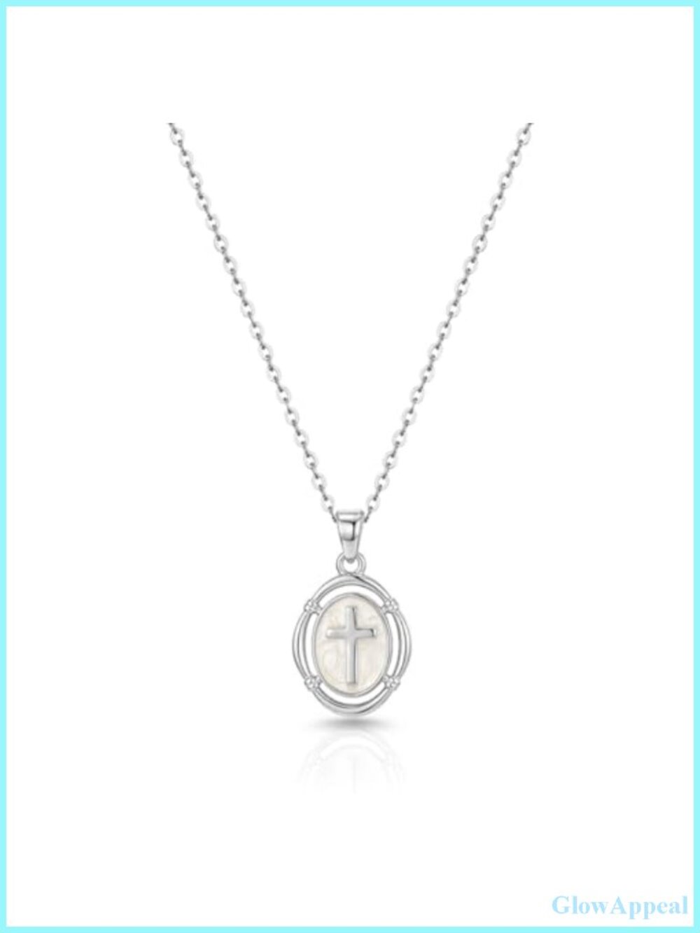 14K Gold Plated Sterling Silver Oval Cross Pendant Necklace for Women